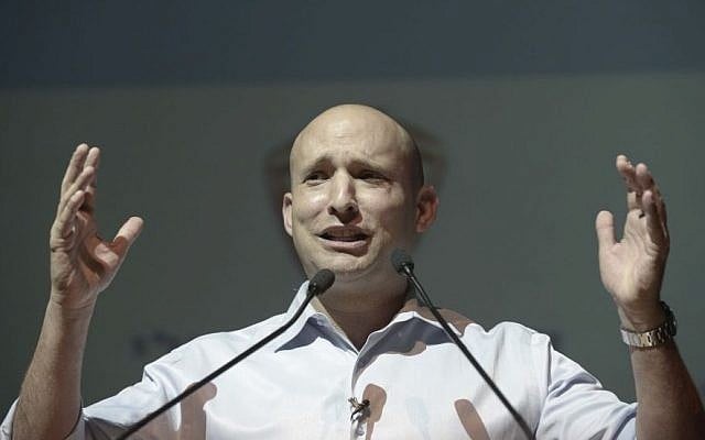Economy minister and Jewish Home party leader Naftali Bennett, February 8, 2015 (photo credit: Tomer Neuberg/Flash90)