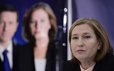 Tzipi Livni, of the Zionist Union party, held a press conference announcing the party's political campaign in Russian, on February 22 2015. (Photo credit: Tomer Neuberg/Flash90) 
