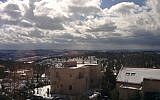 Snow graces the hills outside Jerusalem on February 20, 2015 (photo credit: Ilan Ben Zion/Times of Israel staff)