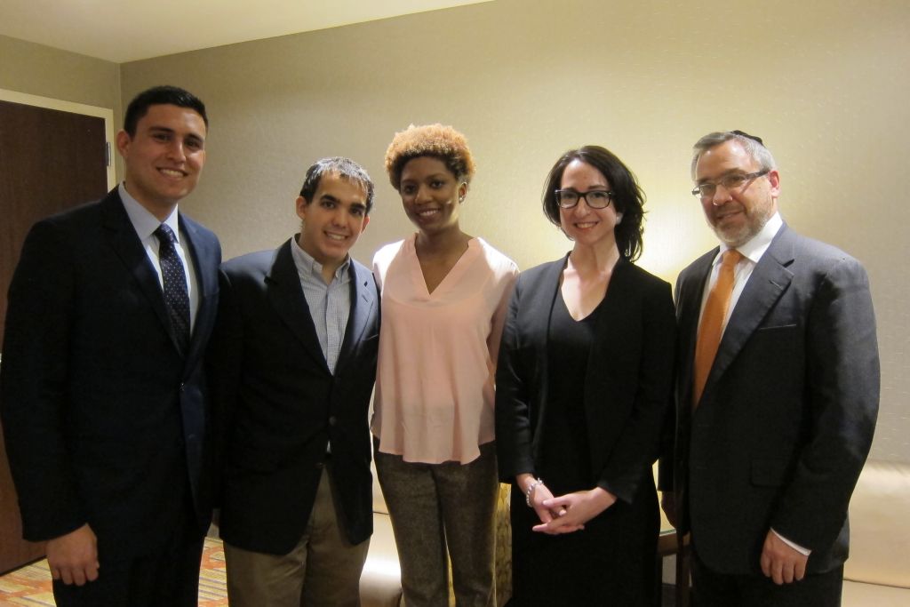 Some 800 gathered in New York on Wednesday, February 25, 2015 for the premiere of 'Crossing The Line 2.' From left to right: students Daniel Mael, Justin Hayet, and Chloé Valdary; director Shoshana Palatnik and producer Rabbi Raphael Shore. (Credit: Cathryn J. Prince/The Times of Israel) Some 800 gathered in New York on Wednesday, February 25, 2015 for the premiere of 'Crossing The Line 2.' From left to right: students Daniel Mael, Justin Hayet, and Chloé Valdary; director Shoshana Palatnik and producer Rabbi Raphael Shore. (Credit: Cathryn J. Prince/The Times of Israel)