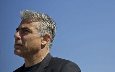In this photo taken on Monday, Feb. 2, 2015, Yair Lapid, former finance minister and leader of the Yesh Atid party speaks in Ramle, central Israel. (photo credit: AP Photo/Ariel Schalit)