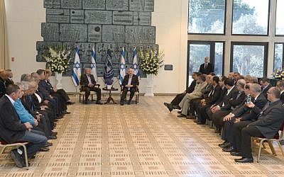 President Reuven Rivlin meets with Arab mayors and heads of regional councils. (photo credit: Mark Neyman/GPO)