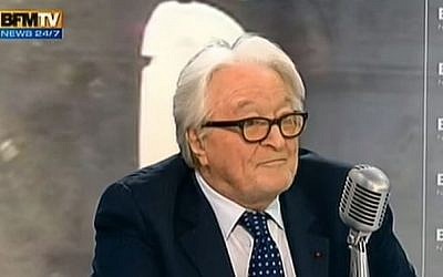 Former French Foreign Minister Roland Dumas. (screen capture: YouTube/FRANCE 24 )