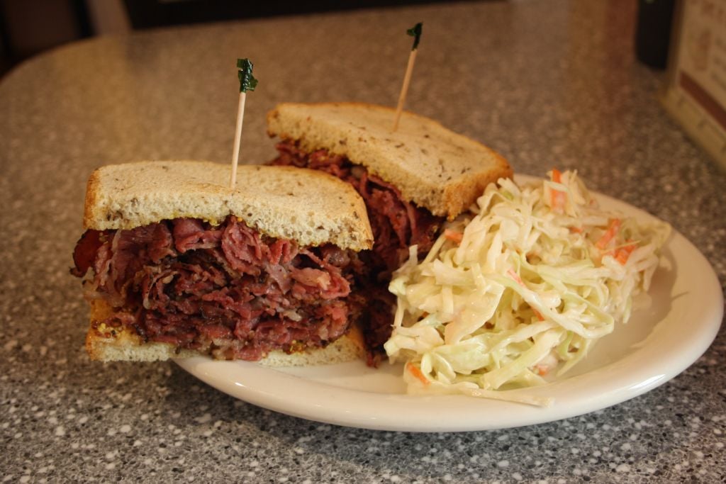 A pastrami sandwich at the 9th South Deli in Salt Lake City. (Anthony Weiss/JTA)