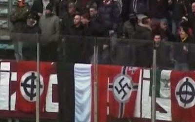 Italian neo-Nazis at a recent soccer match. (Illustrative image: YouTube screenshot)