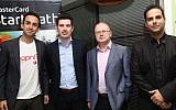 (R to L) Erez Yerushalmi, CEO and Founder of Sling, Steve Flinter, Vice President, Startup and Acceleration at MasterCard Labs, Stephane Wyper, Global Lead of MaterCard Start Path, Guy Gaash, CEO and Founder of Shopnfly  (Photo credit: Sivan Parag)
