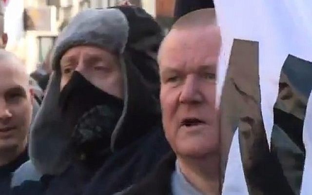 File: British supporters of Pegida at a rally in Newcastle on Saturday, February 28, 2015. (YouTube screen capture) File: British supporters of Pegida at a rally in Newcastle on Saturday, February 28, 2015. (YouTube screen capture)