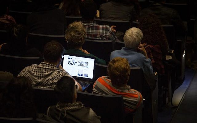 Participants attend a session during Students for Justice in Palestine's national conference, held at Tufts University last October (photo credit: Elan Kawesch/The Times of Israel) 