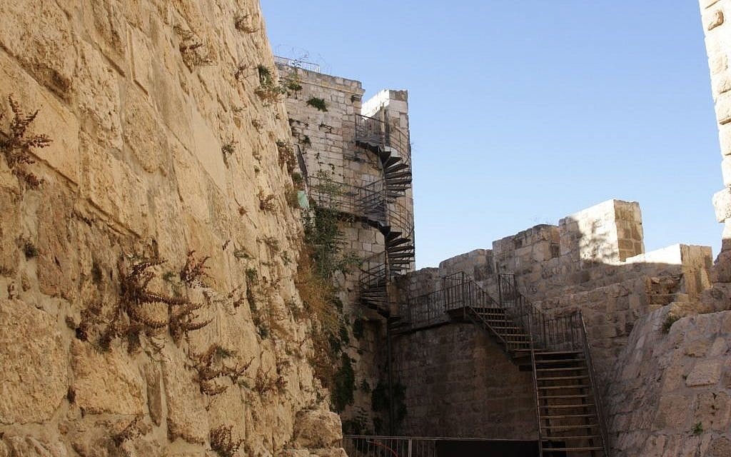 Climbing up for a better look: Stairs up to the Old City of Jerusalem ramparts (photo credit: Shmuel Bar-Am)