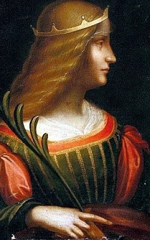 This oil painting portraying Isabella d'Este, attributed to Lenardo da Vinci was seized by Italian police in a safe in a bank in Lugano, Switzerland, on February 10, 2015. (photo credit: Courtesy)