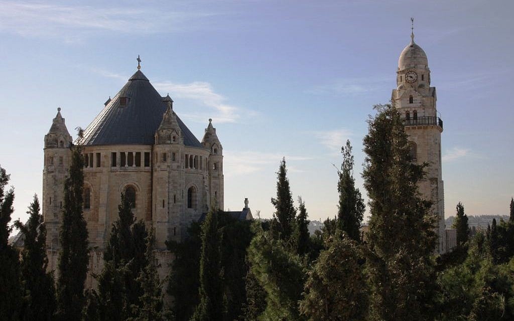 Dormition Abbey seen from the Old City of Jerusalem ramparts (photo credit: Shmuel Bar-Am)