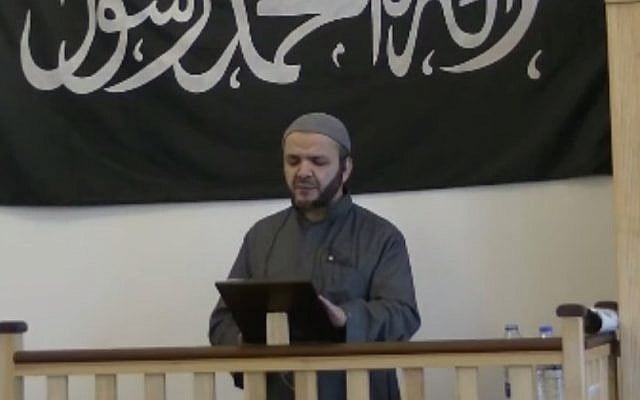 Hajj Saeed, Imam of the Al-Faruq Mosque in Copenhagen, Denmark, delivering a Friday sermon on February 13, one day before the Copenhagen terror attacks. (MEMRI TV screen capture) Hajj Saeed, Imam of the Al-Faruq Mosque in Copenhagen, Denmark, delivering a Friday sermon on February 13, one day before the Copenhagen terror attacks. (MEMRI TV screen capture)