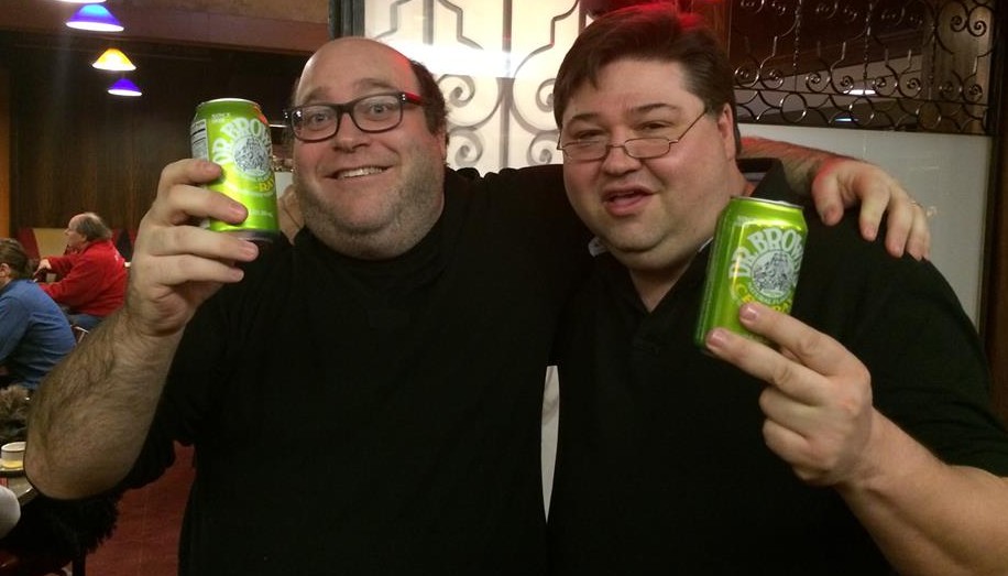 The Times of Israel film maven and deli man Ziggy Gruber kibbitz over Dr. Brown's Cel-Ray. (courtesy Jordan Hoffman)