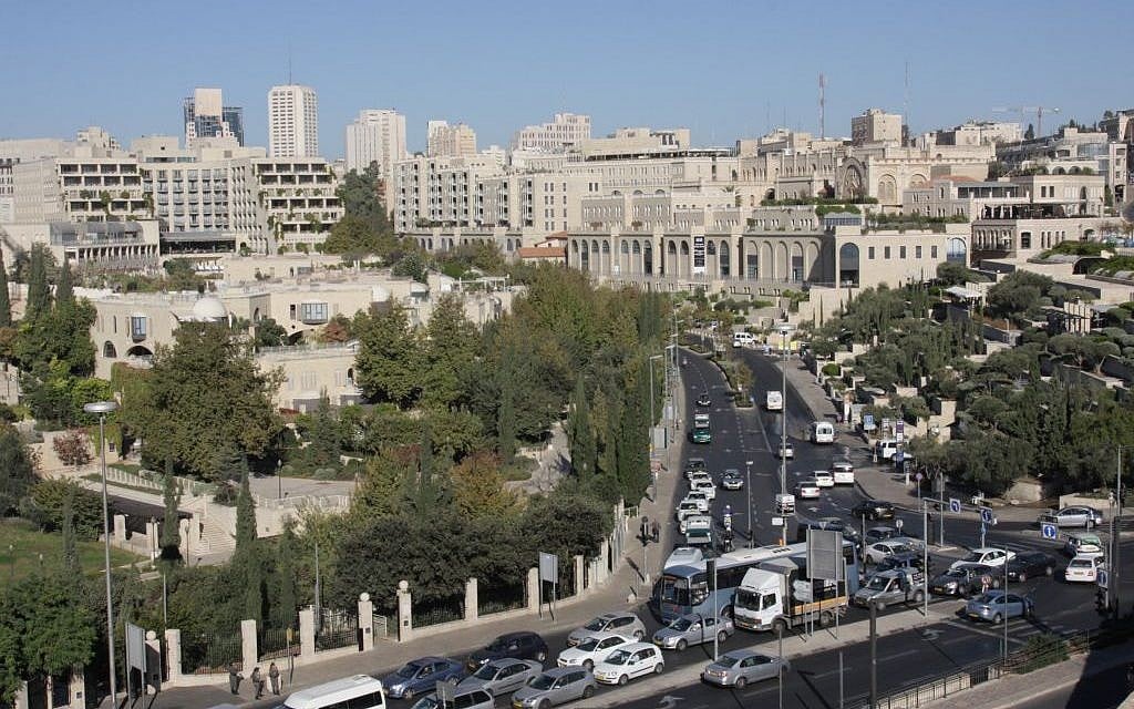 Mamilla and David's Village as seen from the ramparts atop the walls of the Old City of Jerusalem (photo credit: Shmuel Bar-Am)