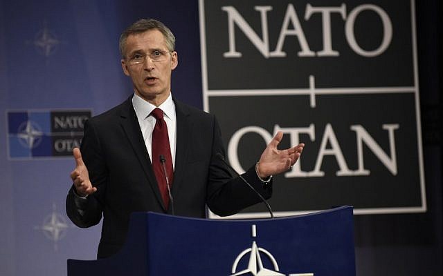 NATO Secretary General Jens Stoltenberg gives a press conference during a defense ministers meeting at NATO Headquarters in Brussels on February 5, 2015. (AFP Photo/John Thys) NATO Secretary General Jens Stoltenberg gives a press conference during a defense ministers meeting at NATO Headquarters in Brussels on February 5, 2015. (AFP Photo/John Thys)