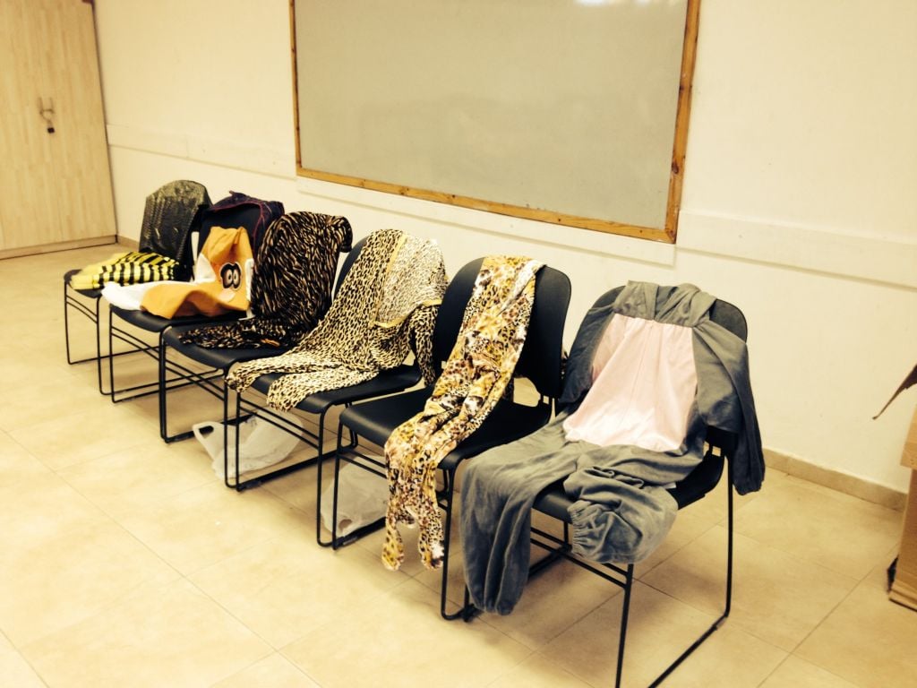 A selection of jungle costumes from the Kibbutz Ketura costume closet (photo credit: Jessica Steinberg/Times of Israel)