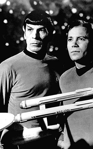 A publicity photo dated January 12, 1968 of Leonard Nimoy and William Shatner as Mr. Spock and Captain Kirk from the television program Star Trek. (Photo credit: Wikimedia) A publicity photo dated January 12, 1968 of Leonard Nimoy and William Shatner as Mr. Spock and Captain Kirk from the television program Star Trek. (Photo credit: Wikimedia)