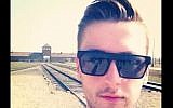 Twitter users like @diamatron, seen taking a selfie at a concentration camp in Poland, have provoked widespread criticism. (screen capture: Twitter)