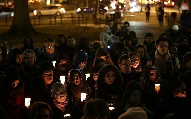 Supporters of the Council on American-Islamic Relations hold a vigil in Dupont Circle, Washington, DC, on February 12, 2015. (photo credit: AFP/Win McNamee/Getty Images) Supporters of the Council on American-Islamic Relations hold a vigil in Dupont Circle, Washington, DC, on February 12, 2015. (photo credit: AFP/Win McNamee/Getty Images)