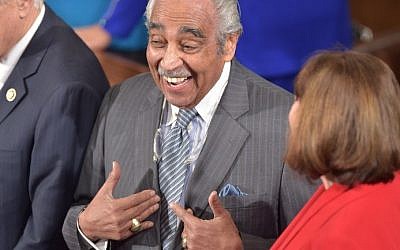 Rep. Charles Rangel awaits the arrival of Israeli Prime Minister Benjamin Netanyahu before a joint meeting of the US Congress at the Capitol in Washington, DC March 3, 2015. photo credit: AFP/NICHOLAS KAMM)