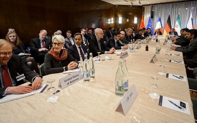 US Undersecretary of State for Political Affairs Wendy Sherman (2nd left) at the opening of nuclear talks between Iran and the P5+1 group in Montreux, Switzerland, on March 5, 2015 (photo credit: AFP/Fabrice Coffrini) US Undersecretary of State for Political Affairs Wendy Sherman (2nd left) at the opening of nuclear talks between Iran and the P5+1 group in Montreux, Switzerland, on March 5, 2015 (photo credit: AFP/Fabrice Coffrini)