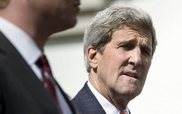 US Secretary of State John Kerry walks back to the Beau Rivage Palace Hotel after a lunch break during Iran nuclear program talks in Lausanne, Switzerland, March 30, 2015 (Photo redit: AFP/Pool/Brendan Smialowski) US Secretary of State John Kerry walks back to the Beau Rivage Palace Hotel after a lunch break during Iran nuclear program talks in Lausanne, Switzerland, March 30, 2015 (Photo redit: AFP/Pool/Brendan Smialowski)