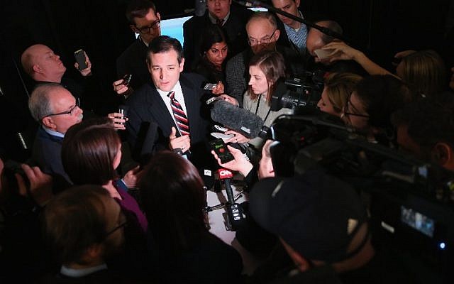 Senator Ted Cruz, one of the signatories of the letter to Iran, fielding questions from reporters at the Iowa Ag Summit on March 7, 2015 in Des Moines, Iowa. (photo credit: Scott Olson/Getty Images/AFP) Senator Ted Cruz, one of the signatories of the letter to Iran, fielding questions from reporters at the Iowa Ag Summit on March 7, 2015 in Des Moines, Iowa. (photo credit: Scott Olson/Getty Images/AFP)