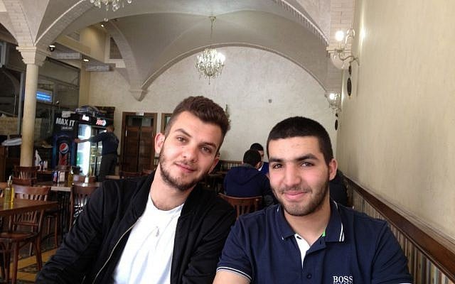 Cousins Hassan (left) and Mahmoud Mahamid in Umm al-Fahm, March 17, 2015 (photo credit: Elhanan Miller/Times of Israel)