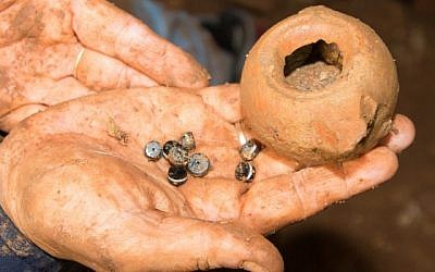 Some of ancient artifacts from the time of Alexander the Great, found in a hidden in cave in northern Israel, February 2015. (photo credit: Clara Amit/Israel Antiques Authority)