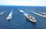 A contingent of the US 7th Fleet, the largest of the forward-deployed US fleets. (screen capture: YouTube)