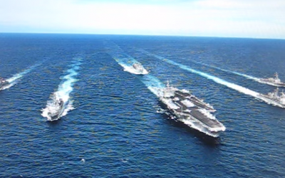 A contingent of the US 7th Fleet, the largest of the forward-deployed US fleets. (screen capture: YouTube)
