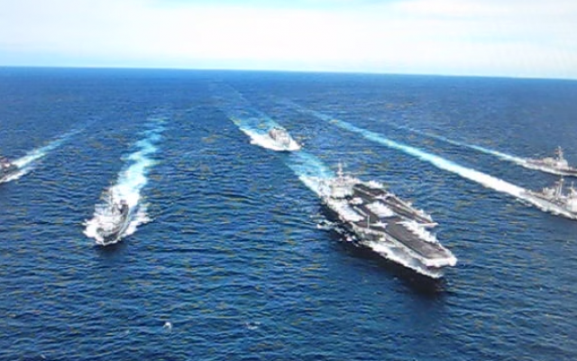 A contingent of the US 7th Fleet, the largest of the forward-deployed US fleets. (screen capture: YouTube) A contingent of the US 7th Fleet, the largest of the forward-deployed US fleets. (screen capture: YouTube)