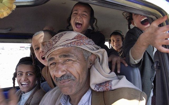 In this photo taken on April 8, 2009, Jewish Yemeni boys sit behind the driver of a minibus as they travel back to the town of Raydah, after a morning of Hebrew classes in the nearby village of Kharif, Yemen photo credit: AP/Hamza Hendawi In this photo taken on April 8, 2009, Jewish Yemeni boys sit behind the driver of a minibus as they travel back to the town of Raydah, after a morning of Hebrew classes in the nearby village of Kharif, Yemen photo credit: AP/Hamza Hendawi