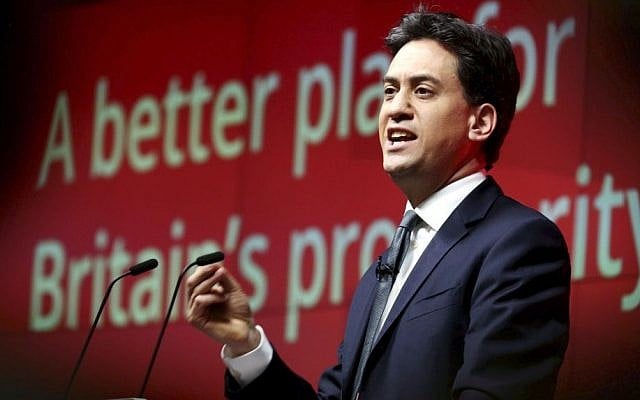 Britain's Labour party leader Ed Miliband speaks at the launch of his party's business "mini-manifesto" in London Monday March 30, 2015. (photo credit: AP Photo/Chris Radburn/PA) Britain's Labour party leader Ed Miliband speaks at the launch of his party's business "mini-manifesto" in London Monday March 30, 2015. (photo credit: AP Photo/Chris Radburn/PA)