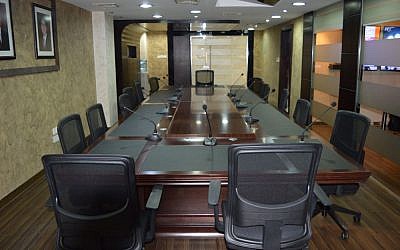 Center for Israel Studies conference room, Amman March 29, 2015 (photo credit: Avi Lewis/Times of Israel) Center for Israel Studies conference room, Amman March 29, 2015 (photo credit: Avi Lewis/Times of Israel, Benyamin Loudmer)