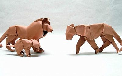 Passover paper animals? David Brill's creatures, from the recently opened origami exhibit at the Old Jaffa Museum (Courtesy Old Jaffa Museum)
