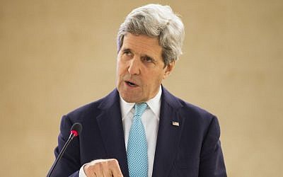 US Secretary of State John Kerry (photo credit: AFP/Evan Vucci, Pool)
