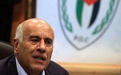 Head of the Palestinian Football Association Jibril Rajoub speaks during a press conference in Ramallah, February 12, 2014. (Issam Rimawi/Flash90)