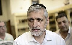 Leader of the Yachad political party Eli Yishai on his campaign tour, March 08, 2015. (photo credit: Tomer Neuberg/FLASH90)