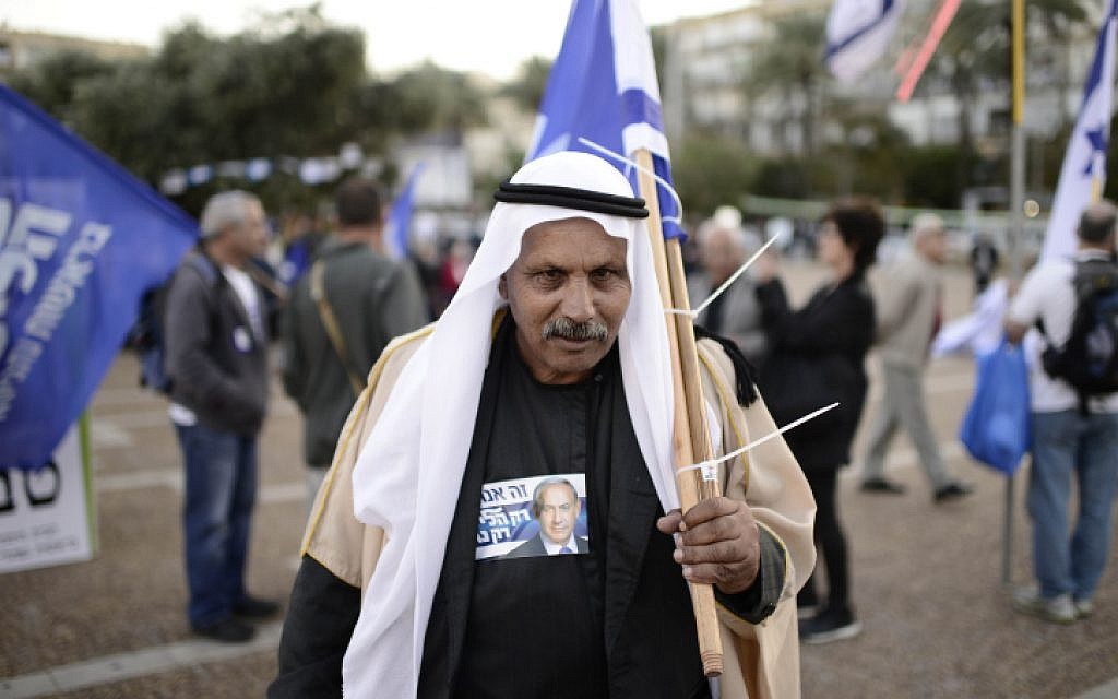 Right-wing supporters prepare for a rally in support of Prime Minister Benjamin Netanyahu at Rabin Square in Tel Aviv on March 15, 2015 (photo credit: Tomer Neuberg/Flash90