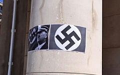 Images of Hitler and swastikas which were posted on pillars at the University of Cape Town, South Africa, Match 18, 2015 (photo credit: Saujs Cape Town, courtesy)