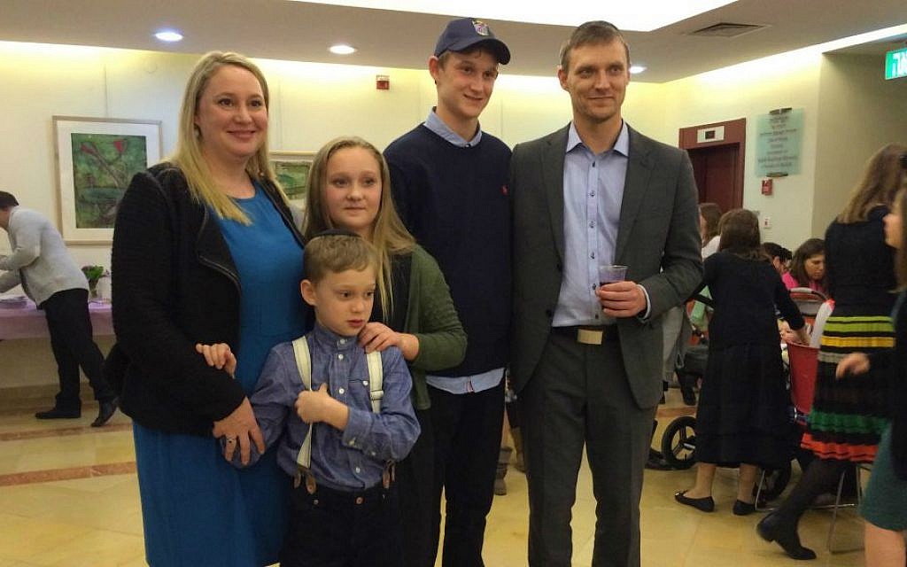 Hannah Bentow (third from left), whose February 14 Copenhagen bat mitzvah was interrupted by a shooting attack, celebrates with her family in Jerusalem, March 12, 2015. (photo credit: Renee Ghert-Zand/Times of Israel staff) Hannah Bentow (third from left), whose February 14 Copenhagen bat mitzvah was interrupted by a shooting attack, celebrates with her family in Jerusalem, March 12, 2015. (photo credit: Renee Ghert-Zand/Times of Israel staff)