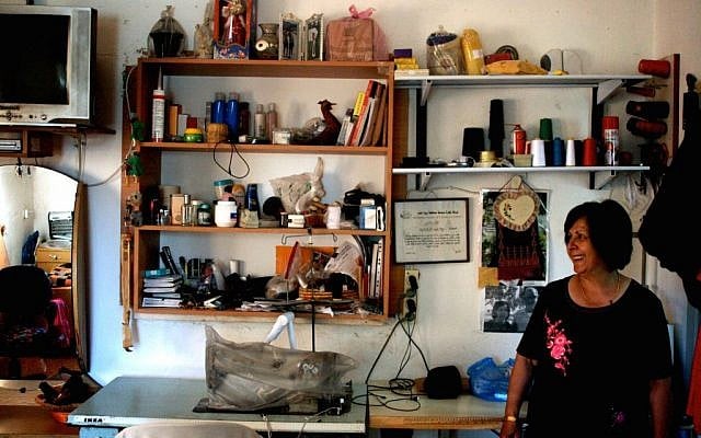 Najla in her sewing room photo credit: Shaina Shealy/Times of Israel Najla in her sewing room photo credit: Shaina Shealy/Times of Israel