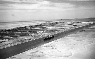  This May 26, 1953 file photo, shows an aerial view of the Suez Canal Zone near Ismailia, Egypt. The canal was opened for navigation in 1869. (Photo credit: AP/Jim Pringle, File)