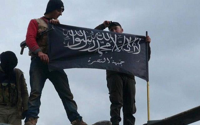 Illustrative photo of rebels from the al-Qaeda-affiliated al-Nusra Front in Idlib Province, northern Syria, January 11, 2013 (AP/Edlib News Network ENN)