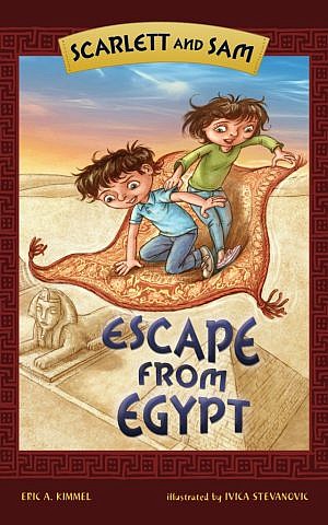 Twins return to the Egyptian desert in Kimmel's time-travel Passover adventure 'Scarlet and Sam.' (Courtesy of Kar-Ben Publishing/JTA)