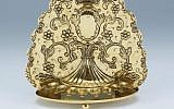 Gold travelling Hanukkah menorah. (photo credit: Courtesy of John Endlich Antiquairs/ JTA)