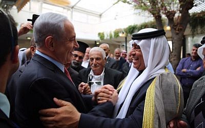 Prime Minister Benjamin Netanyahu in a meeting with Israeli Arab leaders on March 23, 2015 (photo credit: Courtesy)