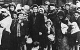 Illustrative image of Hungarian Jewish women and children from Carpatho-Ruthenia arrive at Auschwitz in May/June 1944. (photo credit: Bundesarchiv, Bild 183-N0827-318/CC BY-SA)
