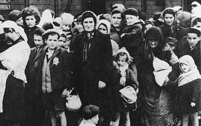 Hungarian Jewish women and children from Carpatho-Ruthenia arrive at Auschwitz in May/June 1944. (photo credit: Bundesarchiv, Bild 183-N0827-318/CC BY-SA Hungarian Jewish women and children from Carpatho-Ruthenia arrive at Auschwitz in May/June 1944. (photo credit: Bundesarchiv, Bild 183-N0827-318/CC BY-SA)